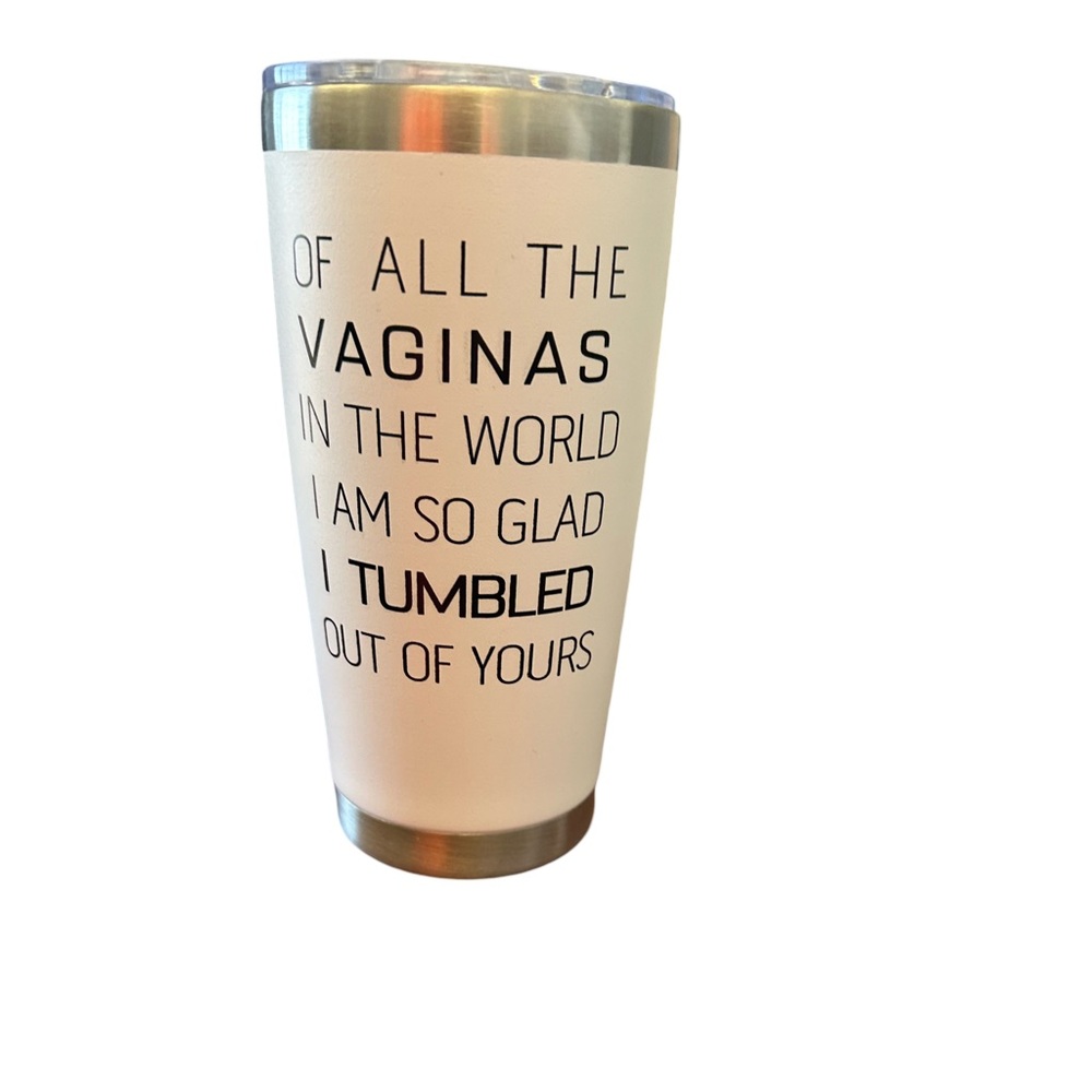New - White Tumbler  7 Inches Tall,  Aprox 3.5 inches in width